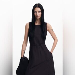 DESIGUAL Black Sleeveless Button Side A line  Dress Medium